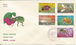 Turkey FDC 18-8-1982 Harmful Insects Complete Set Of 5 With Cachet - FDC