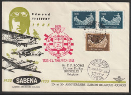 1955, Sabena, Special Flight Cover, Lisboa-Bruxelles, Feeder Mail - Otros & Sin Clasificación