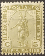 5030- SAN MARINO 1925 STATUA DELLA LIBERTA' 5c - STATUE OF LIBERTY' 5c MLH - Gebraucht