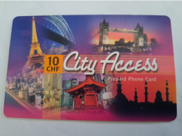 ZWITSERLAND  CH 10,- CITY ACCES/ EIFELTOWER/ LONDEN BRIDGE/ TAI MAHAL/     FINE USED CARD **14738** - Schweiz