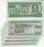 5x Banknote Mozambique 100 Meticais 1989 Pick-130 Uncirculated - Mozambico