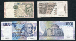 Italy - 2 Banknotes: A: 10000 LIRE B: 1000 LIRE (used) - 10000 Liras