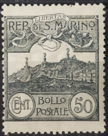 5037- SAN MARINO 1925 VEDUTE 50c - VIEWS 50c MH - Gebruikt