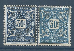 MAURITANIE TAXE N° 21 Bleu Gom Coloniale Et Bleu Clair NEUF* TRACE DE CHARNIERE  Hinge  / MH - Autres & Non Classés