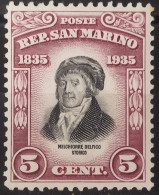 5042- SAN MARINO 1935 MELCHIORRE DELFICO (1744 - 1835) 5c MH - Used Stamps