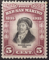 5042- SAN MARINO 1935 MELCHIORRE DELFICO (1744 - 1835) 5c MH - Usati