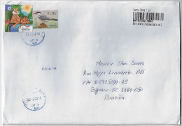 Romania 2022 Registered Cover Sent From Vânju Mare To Biguaçu Brazil 2 Stamp Fauna Animal Mammal Tiger Bird Common Tern - Storia Postale