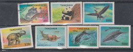 Tanzanie N° 1654 / 60 XX  Faune Mondiale Protégée, La Série Des 7 Valeurs Sans Charnière,( Le 1654 : Oblitéré) Sinon TB - Tanzanie (1964-...)