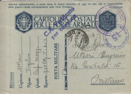 Ploaghe. 1941.Cartolina Postale Da Ploaghe Ad Oristano. 93^BATTAGLIONE T. BIS. C.A. VERIFICATO PER CENSURA - Polizei