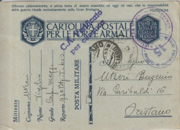 Ploaghe. 1941.Cartolina Postale Da Ploaghe Ad Oristano. 93^BATTAGLIONE T. BIS. C.A. VERIFICATO PER CENSURA - Police & Gendarmerie