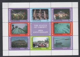 Tanzanie N° F 359 / 66 XX  Centenaire Statue Liberté.(II) Les 8 Valeurs Se Tenant En Petite Feuille Sans Charnière TB - Tanzanie (1964-...)