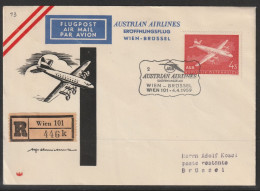 1959, AUA, Erstflug, Wien-Brussel - Erst- U. Sonderflugbriefe