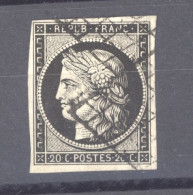 France  :  Yv  3a  (o)  Sur Blanc   ,   N2 - 1849-1850 Ceres