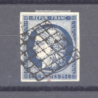 France  :  Yv  4a  (o)  Bleu Foncé, Très Bien Margé - 1849-1850 Ceres