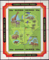 ZAMBIA- NATIONAL PARKS - RHINO - LION GIRAFFE - **MNH  - 1972 - Rhinoceros