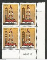 Les Castells D'Andorre (pyramide Humaine), Manifestation Culturelle Traditionnelle ,un Bloc De 4 Neuf ** 2017, Coin Daté - Unused Stamps