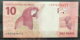 Brazil Banknote R$ 10 Reais Second Family JD6471 Guedes And Campos Macaw Bird UNC - Brésil