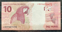 Brazil Banknote R$ 10 Reais Second Family JD6472 Guedes And Campos Macaw Bird UNC - Brésil