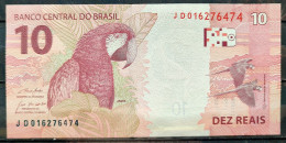 Brazil Banknote R$ 10 Reais Second Family JD6474 Guedes And Campos Macaw Bird UNC - Brésil