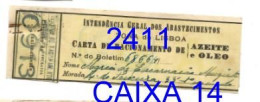 WWII: Carta De Racionamento De Azeite E Oleo - INTENDÊNCIA GERAL DOS ABASTECIMENTOS - Anos 40 - Portugal