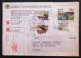 PORTUGAL, Registered Circulated Cover To Spain (Barcelona), « Transport », « Architecture », « Ethnography », 1986 - Other (Earth)