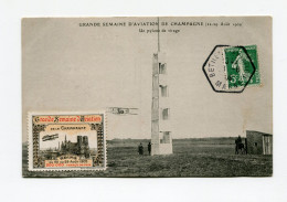 !!! CPA DU MEETING DE BETHENY DE 1909 AVEC VIGNETTE GRANDE SEMAINE D'AVIATION DE CHAMPAGNE ET CACHET SPECIAL - Lettere