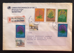 PORTUGAL, Registered Circulated Cover To Spain (Barcelona), « Plants », « Madeira », 1982 - Lettres & Documents