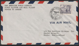 1946, Panam, First Flight Cover, Prague-Gander Newfoundland - Poste Aérienne