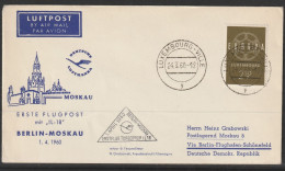 1960, Lufthansa, First Flight Cover, Luxembourg Ville-Moskau, Zuleitungspost - Cartas & Documentos