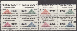 1982 Costa Rica Philatelic Exhibition Stamps On Stamps Complete Set Of 2 X Blocks Of 4  MNH - Unused Stamps