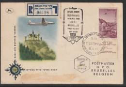 1956, Sabena, First Flight Cover, Lod-Bruxes - Poste Aérienne