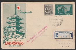 1957, Air France, First Flight Cover, Lod-Tokyo - Luftpost