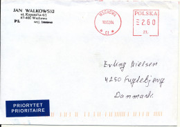 Poland Cover Sent To Denmark With Red Meter Cancel Wschowa16-2-2004 - Cartas & Documentos