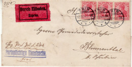 POLAND / GERMAN ANNEXATION 1904 EXPRES - LETTER  SENT FROM ŻNIN  TO SMOLNIKI / BLUMENTHAL / - Storia Postale