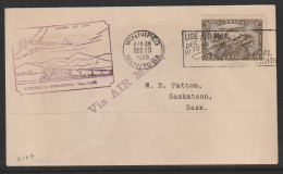 1928, First Flight Cover, Winnipeg-Saskatoon - Premiers Vols