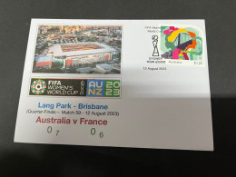 13-8-2023 (2 T 21) FIFA Women's Football World Cup Match 59 ($1.20 Brisbane Stamp) Australia (0-7) V France (0-6) - Other & Unclassified