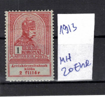 CHCT1 -  1913 Hungary Stamp - Unused Stamps