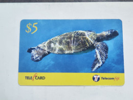 FiGI-(F-FJ-TEL-ULI-0008)Turtle -(74)(9103253989)($5)(tirage-15.000)-(31.10.2001)used Card1card Prepiad Free - Fidji