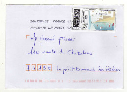 Enveloppe FRANCE Avec Vignette Affranchissement Lettre Verte Oblitération LA POSTE 26479A-02 14/08/2018 - 2010-... Illustrated Franking Labels