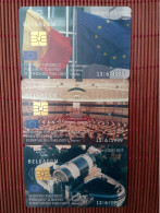 Set 3 Phonecard Europe Parlement  Used Rare - Met Chip