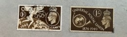 13-8-2023 (stamp) Selection Of 2 UK 1948 (higher Values) Olympic Used Stamps + UPU (1949) - Sommer 1948: London