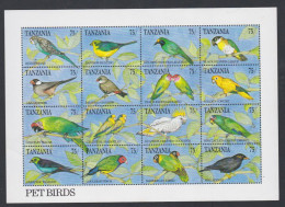 Tanzanie N° F 1009 / 24 XX  Faune : Oiseaux, Les 16 Valeurs Se Tenant En Petite Feuille Sans Charnière TB - Tanzanie (1964-...)