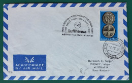 (ENV)(LUF9) 1965 Letter Lettre LUFTHANSA Erstflug 1st Flight Vol Frankfurt Athènes Sydney - Storia Postale