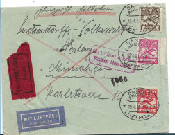 DANZIG 078 / Luftpost 1932 Nach München Per Eilboten Mit Mi.Nr. 203, 204 - Storia Postale