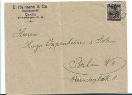 DANZIG 079 / Bankfirma, Einzelfrankatur Mit Mi.Nr. 72 Nach Berlin 1921 - Brieven En Documenten