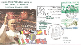 FRANCE / ENVELOPPE  PARLEMENT EUROPEEN VISITE DU PAPE JEAN-PAUL II LES 8 & 11 OCTOBRE 1988 - Europese Instellingen