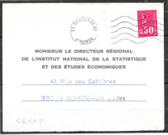 Curiosité Sur Lettre Flamme Secap Lignes Ondulées O= 33 Bordeaux 01 Sans Le Bloc Dateur - Storia Postale