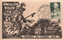FRANCE / CARTE PREMIER JOUR JOURNEE DU TIMBRE 1947 COLMAR (68) - ....-1949