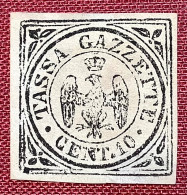 Modena Segnatasse Per Giornali 1859 10c Sa.5 (1800€ For *) Unused No Gum Thinned (eagle Aigle Newspaper Stamp, Journaux - Modène