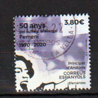 2020. 50 Aniversario Del Sufragio Universal Femenino En Andorra, Sello Usado 1ª Calidad  Alto Facial - Used Stamps